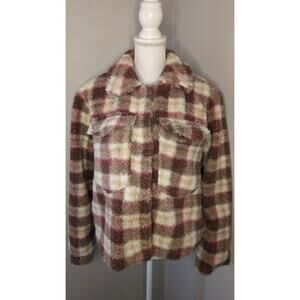 Avec les Filles Anthropologie plaid sherpa cozy teddy jacket